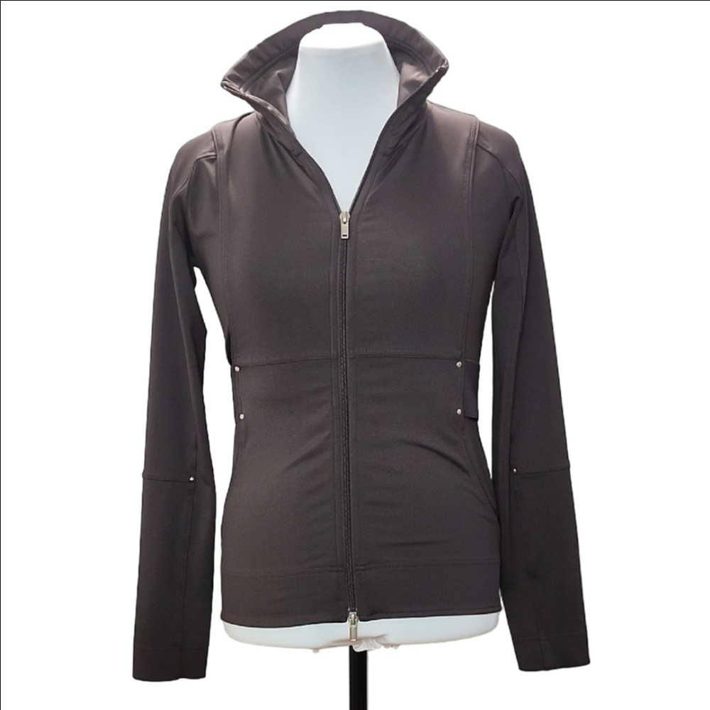 REEBOK Mocha mousse brown long sleeve athletic zip-up light jacket